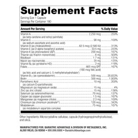 Bariatric Advantage High ADEK Multi - for Bariatric Surgery Patients - Multivitamin with Vitamins A, D, E, K & Trace Minerals - 100%+ DV of ADEK - 180 Capsules