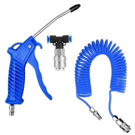 Truck Air Gun, Compressed Air Gun with 5 m Spiral Hose, Air Duster Blow Gun with T Piece Quick Coupling, for Truck, Car, Boat (Blue)