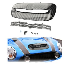 KUAFU Hood Scoop Compatible with 2007 2008 2009 2010 2011 2012 2013 2014 Mini Cooper S R55 R56 R57 R58 R59 Carbon Fiber Printing Air Intake Vent
