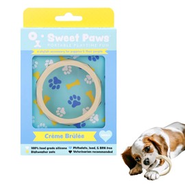 Sweet Paws Puppy Teething Bracelet - Wearable Silicone Dog Chew Toy for Dogs and Cats - Fun to Chew, Tug & Fetch - Puppy Nipping Solution for Mouthy Small/Medium Dogs and Playful Cats (Creme Brûlée)