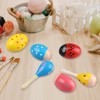 GOGHOST Easter Wooden Egg Shaker Set(6 Pcs), 4 Easter Eggs