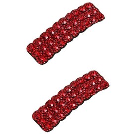 2Pcs Red Rhinestones Korean Style Hair Clips, Rectangular Hairpins Shiny Luxury Hairpins Wedding Rhinestone Hair Clips, Barrettes Hair Accessories for Women Girls, Hair Care
