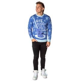 ELF The Movie Men's Mr. Narwhal Bye Buddy Ugly Christmas Sweater Knit Pullover (X-Large) Blue