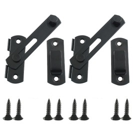 Waziaqoc 2 PCS Barn Door Latches, 3.93 x 2.75 Inch Sliding Barn Door Lock, Stainless Steel Gate Latches for Barn Door Cabinet Window Closet Door, Black