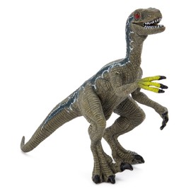 Zappi Co Childrens Velociraptor Blue/Grey Dinosaur Figure Toy (14cm Length) Realistic Detailed Dino Collection for Kids - Action Figures for Playtime Fun & Learning