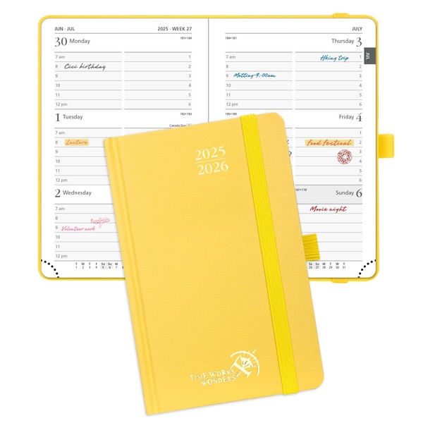 POPRUN Pocket Planner 2025-2026, (Purse Size 4''x 6.25'' Hard Cover)