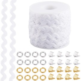 GORGECRAFT 25m White Rick Rack Trim Rickrack Zig Zag Ribbon Wave Bending Fringe Trimming 0.2 Inch RIC Rac Fabric Wavy Edge Sewing Braided Woven Trim for Sewing Crafts gift Christmas Wrapping