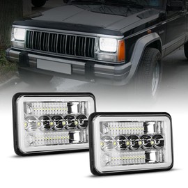 DING.PAI 2PCS 4x6 LED Headlights with High/Low Beam, White DRL Compatible for Chevy S10 Blazer 1982 1983 1984 1985 1986 1987 Peterbilt Kenworth Freightinger Probe LED Headlight