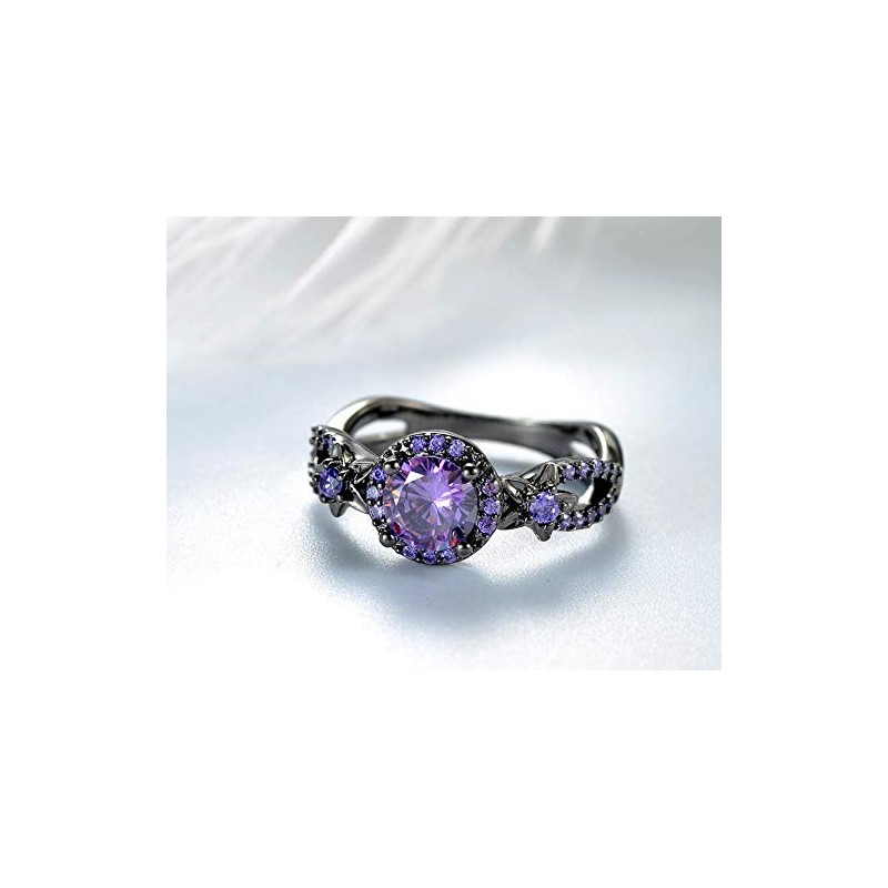 MAIHAO Fashion Rings White Fire Opal CZ Fashion Round Purple