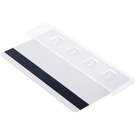 Rigid Vertical Half Card Swipe Badge Holder - Hard Plastic Clear Leaves Mag Stripe Exposed for Easy Swiping Access to Magnetic Strips on POS, Credit Cards, and Employee ID’s by Specialist ID