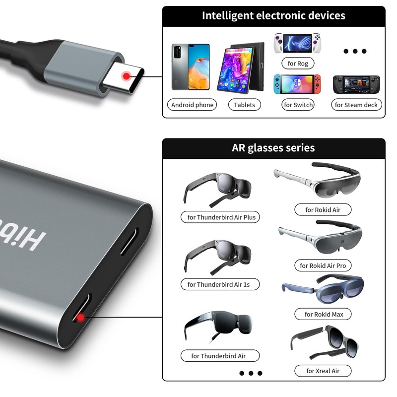 Hibloks AR Smart Glasses Adapter Type-C Data Cable is Suitable
