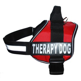 Therapy Dog Harness Service Working Vest Jacket Removable Patches,Purchase Comes with 2 Therapy Dog Reflective pathces. Please Measure Dog Before Ordering. (Girth 12-16", Red)