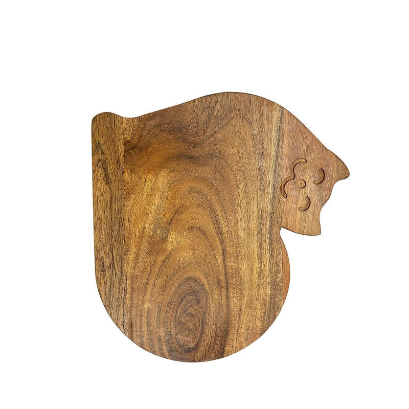 Funny Cat Shaped Wood Cutting Board for Kitchen Smiley Face,