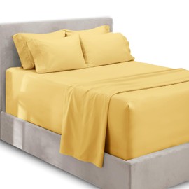 Hearth & Harbor Extra Deep Pocket Sheets - Fits Mattress 18-24 Inches Deep - Full Size Sheets Sets - Mellow Yellow Sheets