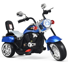 HONEY JOY Kids Motorcycle, 6V Battery Powered Toddler Chopper Motorbike Ride On Toy w/Horn & Headlight, Foot Pedal, 3-Wheel Mini Electric Motorcycle for Kids, Gift for Boys Girls(Blue)