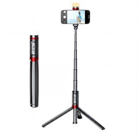 Trípode para Selfies con 1 Luz De Relleno, Palo Selfie de 110cm con Control Remoto Inalámbrico,360 ° Rotación Tripie, para Selfie, Transmisión En Vivo,Compatible con Todos Los Teléfonos