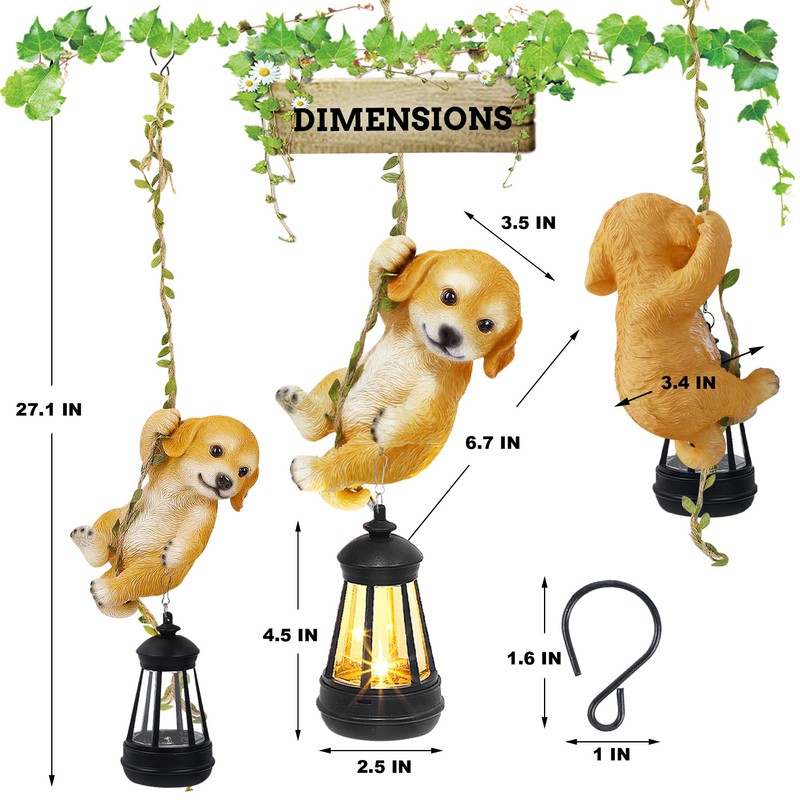 ZaaYee Solar Hanging Dog Statue, Golden Retriever