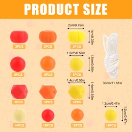 100pcs Fall Silicone Beads, Thanksgiving Beads Pumpkin Round Hexagonal Beads Craft Beads Silicone Loose Spacer Beads with Nylon Rope for Jewelry Making Bracelets Necklace Keychain DIY