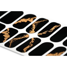TOUGH GIRLS | 20 Exquisite Gel Nail Polish Strips w/Application Accessories - No UV/LED Lamp Required (Gold Flake & Black)