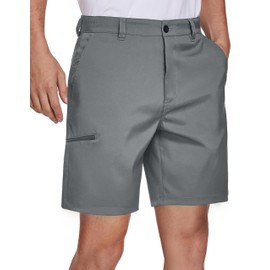 PULI 7" Golf Shorts Men Summer Stretch Work Casual Dress Travel Lightweight Hiking Pockets Quick Dry Work Dark Grey 32
