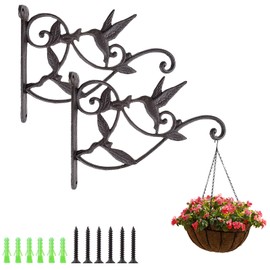 SEISSO 2 Pack Hanging Plant Bracket, Iron Hummingbird Plant Hanger Decor, Vintage Heavy Duty Plant Hanger Hook for Flower Basket, Bird Feeder, Wind Chime, Lanterns