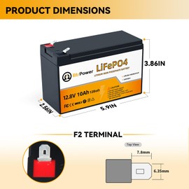 12V 8Ah Lithium LiFePO4 Battery | 5000+ Deep Cycle LiFePO4 Battery | with 10A BMS | fit for Camper, Lights, Power Wheels, Fish Finder and Solar System Application