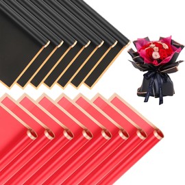 Red and Black Flower Paper Packaging TUIOLUI Pack of 14 58 x 58 cm Minimalist Bouquet Wrapping Paper with Gold Edge Waterproof Paper Flowers Flower Bouquet Wrapping Paper