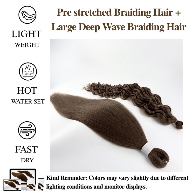 Ash Brown Braiding Hair Pre stretched Synthetic Boho Hair for