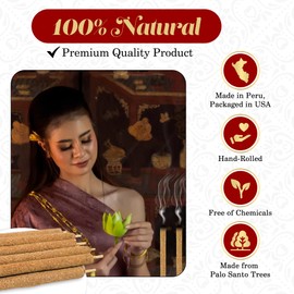 New Age Imports, Inc.® ~ Premium Palo Santo Holy Wood Hand Rolled Incense Sticks from Peru. Great for Meditation, Smudging, Spiritual Cleansing. (10 sticks pack). Burn time 90 mins.