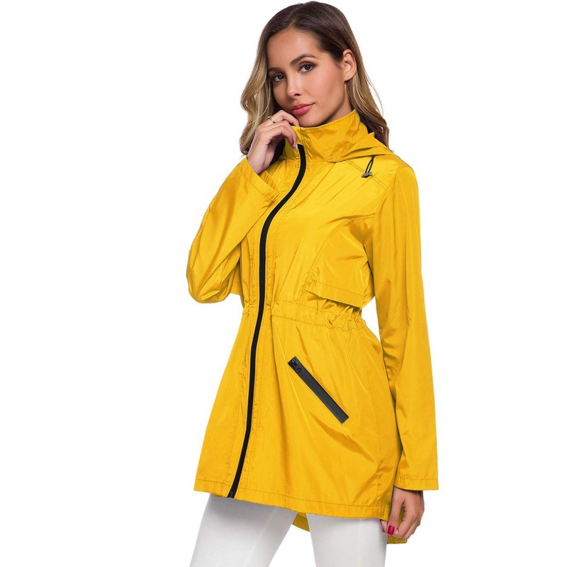 Avoogue Womens Lightweight Waterproof Rain Jacket Raincoat Trench Coat Anorak