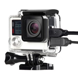 SOONSUN Side Open Protective Skeleton Housing Case with LCD Touch Backdoor for GoPro Hero 4 Silver