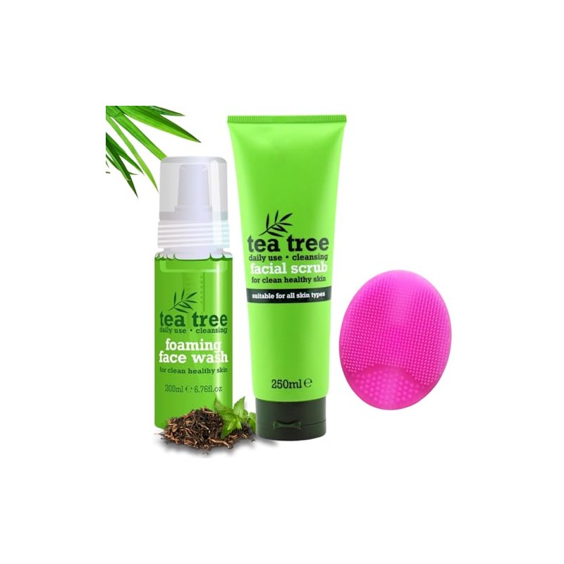 Tea Tree Foaming Face Wash and Facial Scrub with Cleansing