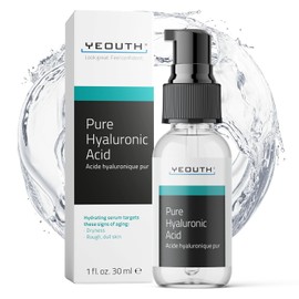 YEOUTH Acido Hialuronico Puro Serum Facial, Sérum Anti-rides à L'Acide Hyaluronique pour le Visage 100%, Cadeaux pour Femmes/ Hommes, Biologique, Végétalien, Fabriqué aux USA 30ml