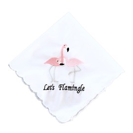 Let's Flamingle Wedding Handkerchief Embroidered by Wedding Tokens- Wedding Favor- Flamingo Wedding