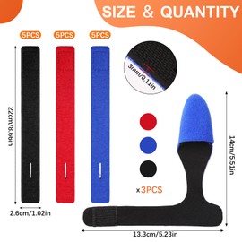 GOTDYBST Pack of 15 Fishing Rod Bands, Elastic Fishing Rod Straps, Adjustable Velcro Bands, Fishing Rod Straps with Hood, Soft Fishing Accessories for Tying Fishing Rods, Red, Black, Blue