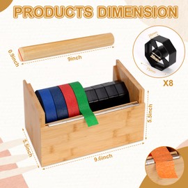 Wood Masking Tape Dispenser Craft Tape Dispenser Painters Tape Dispenser Multi Roll Tape Holder Washi Tape Dispenser with 8 Pcs 3 Inch Core for Masking Tape Heat Tape Kitchen Tape School (No Tape)