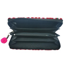 PANASIAM wallet Akha Tribe | ethno cotton wallet purse | vegan & fair, pink, 23x10cm