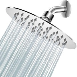 Ducha de Lluvia de Alta Presión, Cabezal de Ducha de Acero Inoxidable para el Baño, Ángulo Ajustable para Ducha de Baño, Ducha Fija de Ahorro de Agua Ultra Fina con Boquilla de Silicona (6 Pulgadas)