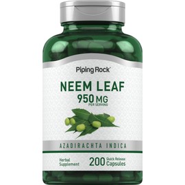 Piping Rock Neem Leaf Capsules 950mg | 200 Pills | Herb Extract Supplement | by Piping Rock