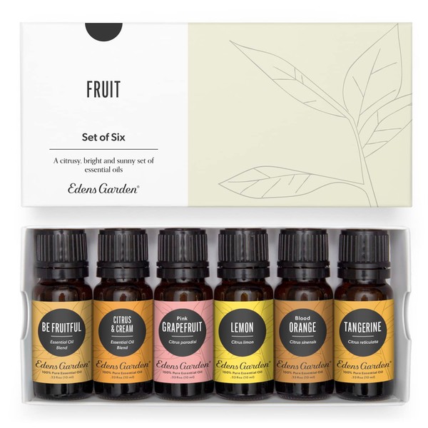 Edens Garden Fruit Essential Oil 6 Set, Best 100% Pure Aromatherapy Fruity Citrus Kit (for Diffusion & Therapeutic Use), 10 ml