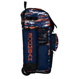 Boombah Rolling Superpack Baseball/Softball Gear Bag - Telescopic Handle - Holds 4 Bats - Wheeled Version - Razor Navy/Orange/White
