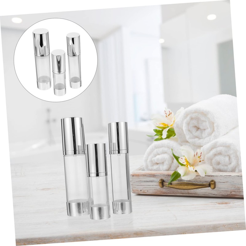 OATIPHO 3Pcs Travel Airless Lotion Pump Bottles Portable Cosmetic Containers