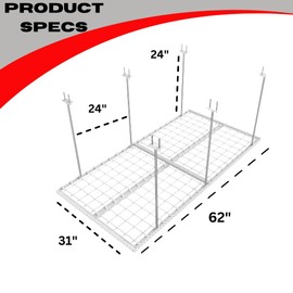 DURA-LIFT Elevate Adjustable Height Overhead Garage Door Ceiling Double Storage Platform (31 in W x 62 in D)