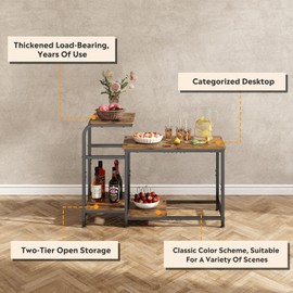 GILLAS Wood Console Table, 2 Tier Industrial Sofa Table for Living Room, Small Hallway Table Compartment, Narrow Console Table for Outdoor, Office, Indoor, Home Décor, Rustic Brown