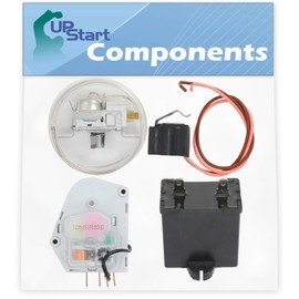 2198202 Cold Control Thermostat, W10225581 Defrost Thermostat, W10822278 Defrost Timer & W10662129 Refrigerator and Freezer Compressor Run Capacitor Replacement for Whirlpool ED20PKXAN01 Refrigerator