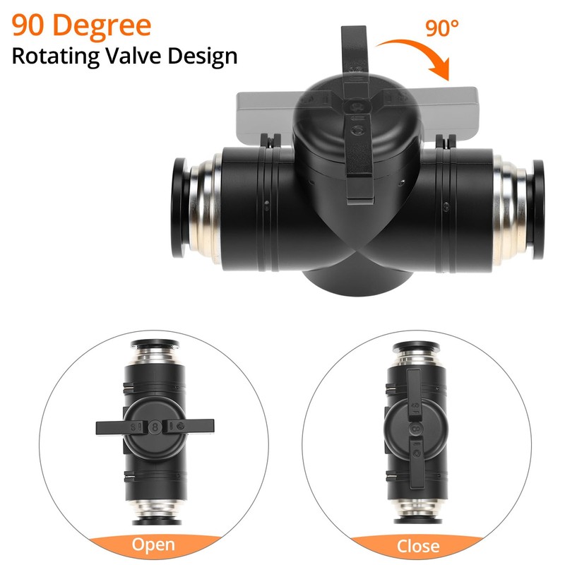 QWORK Pack of 5 Pneumatic Connectors Pneumatic Stop Valve for