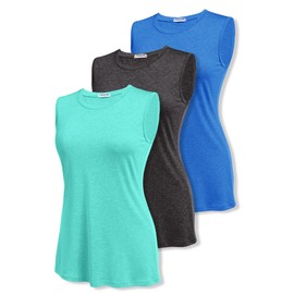 COOrun Women Workout Tops Sleeveless Athletic Tank Tops Lightweight Quick Dry Running Muscle Tank Pack 3 Medium