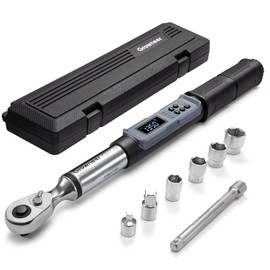 GROWNEER Digital Torque Wrench, 5-99.6 Ft-lbs/6.8-135 Nm, 3/8'' Drive Rachet Torque Wrench with Buzzer & Colorful LED Indicator, Electronic Torque Wrench Set for Bike Motorcycle Car Auto Repair