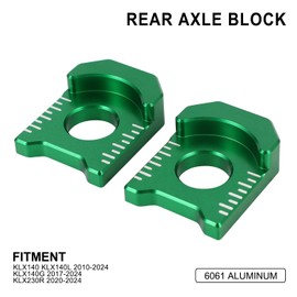 NACORE KLX140 Rear Axle Blocks Chain Adjuster CNC for KLX140/KLX140L 2010-2024, KLX140G 2017-2024, KLX230R 2020-2024 Dirt Bike Motorcycle, Green