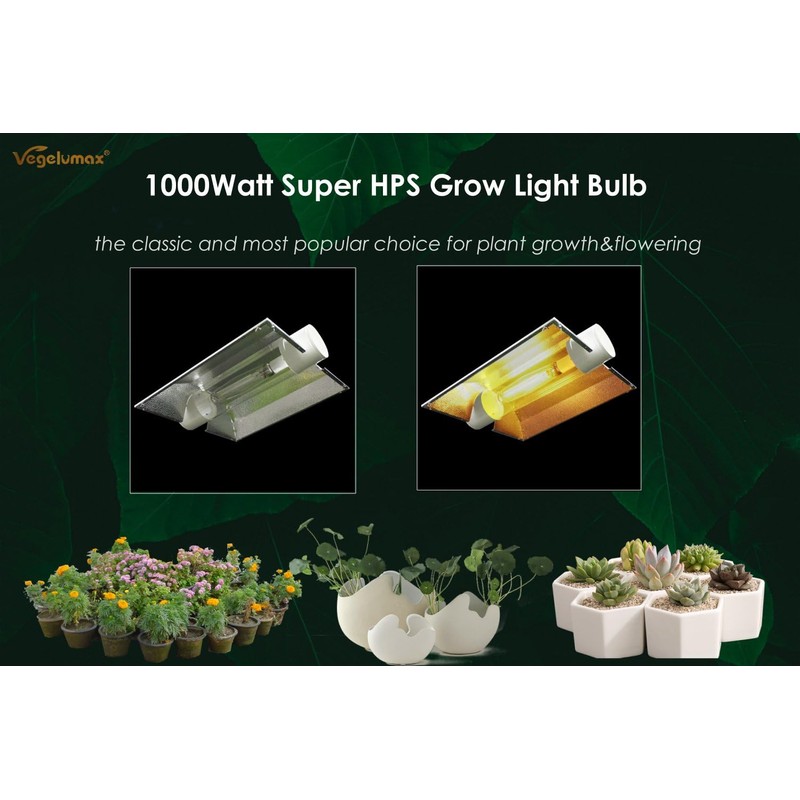 Vegelumax 1000Watt Hydroponic High Pressure Sodium HPS Grow Light Bulb